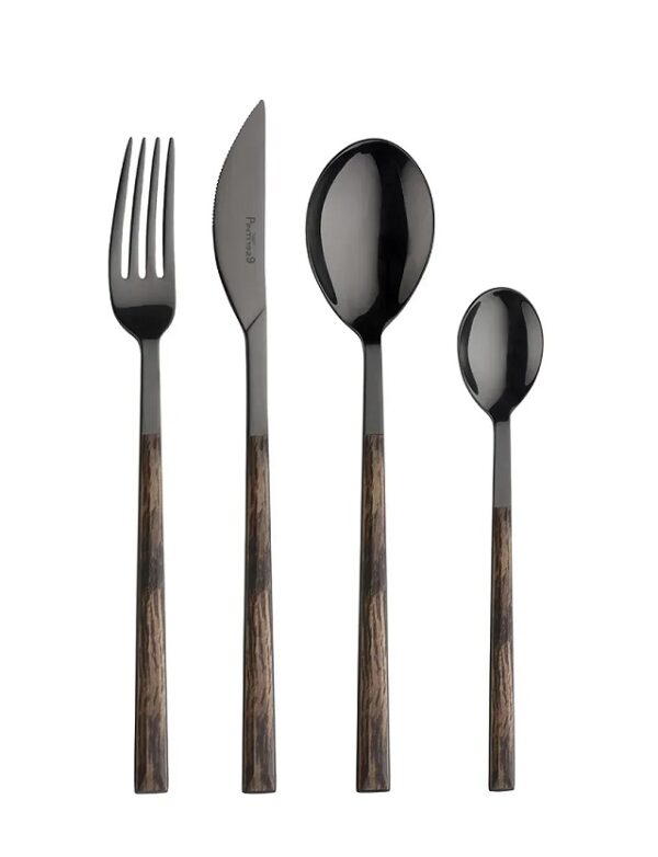 Servizio Posate 24 Pezzi Sushi Queen PVD Black e Wenge Per 6 Persone